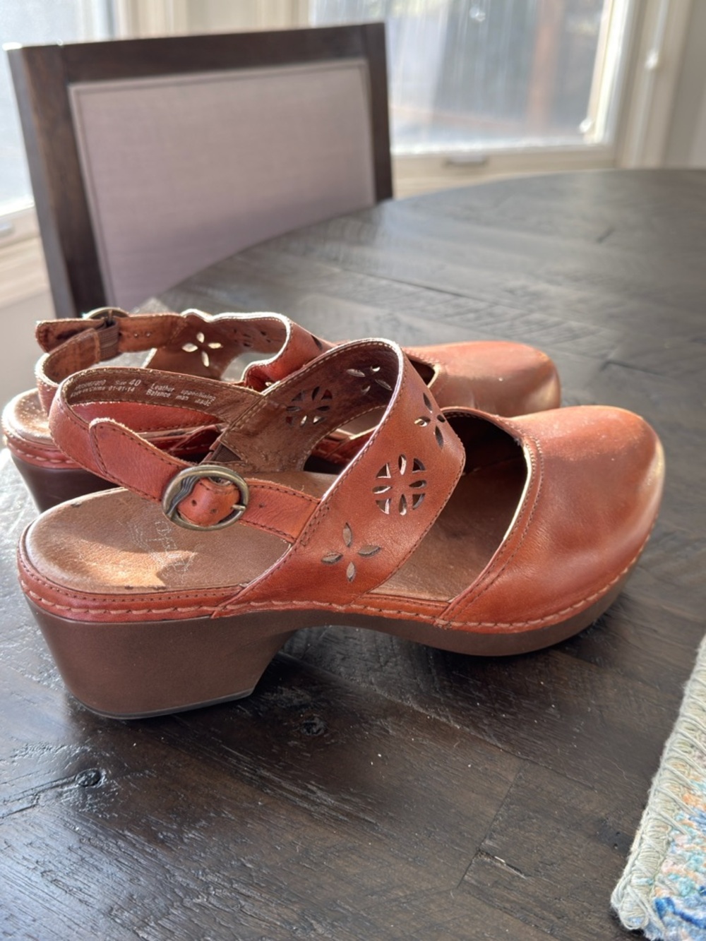 Dansko Trista Mary Jane clogs with laser cut cross strap 40